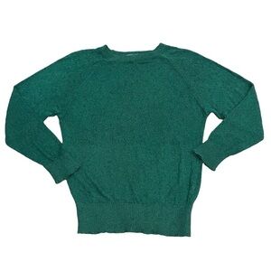 Vintage French Rags Hand Loomed Green Long Sleeve Rayon Sweater Size 1 = Size S